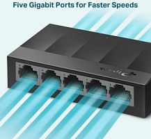 5 ports Giga Unmanaged switch, 5 10/100/1000Mbps RJ-45 ports, plastic shell, desktop and wall mountable LS1005G в магазине "АйТиАйСИ" в Ростове на Дону | itic.ru 
