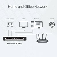 8 ports Giga Unmanagement switch, 8 10/100/1000Mbps RJ-45 ports, metal shell, desktop and wall mountable, plug and play, support 802.1p QoS, power sav LS108G в магазине "АйТиАйСИ" в Ростове на Дону | itic.ru 